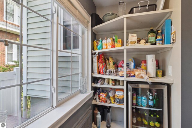 pantry featuring beverage cooler