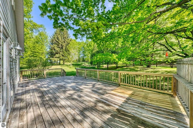 3312 Zimmerman Rd, Traverse City, MI 49685 - wooden terrace with view of scattered trees