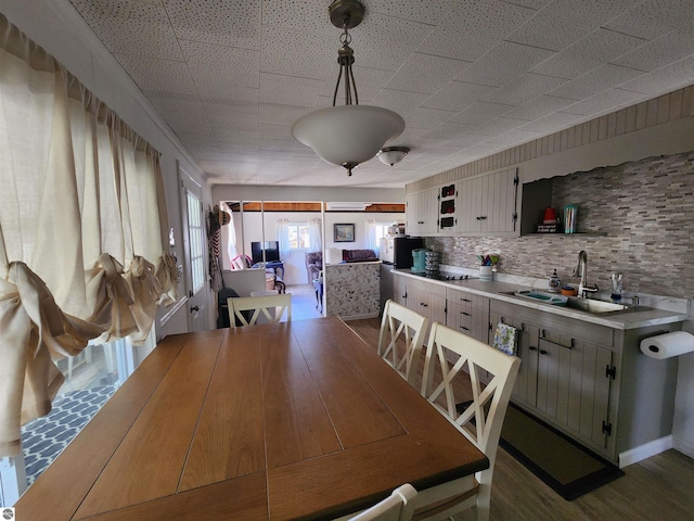 dining room with dark wood-type flooring