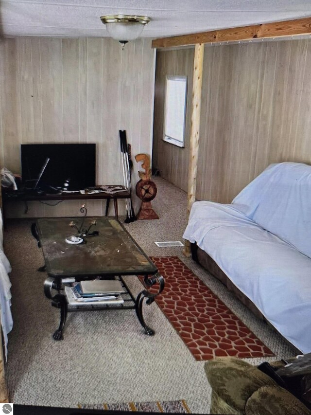 4151 Fraser Rd, Glennie, MI 48737 - carpeted bedroom with wooden walls