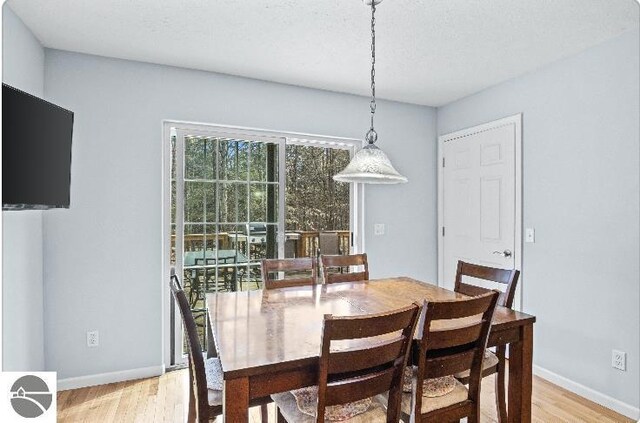 8565 Bent Pine Dr, Lake Ann, MI 49650 - dining area featuring light wood finished floors and baseboards