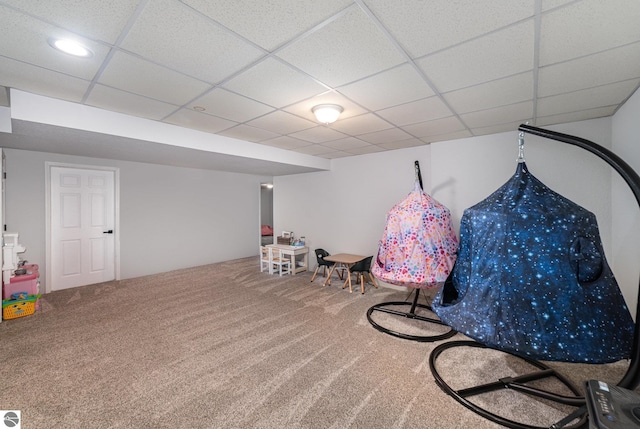726 Doe Trl, Mount Pleasant, MI 48858 - game room featuring carpet and a drop ceiling