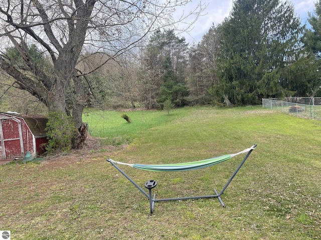 1993 W St, Central Lake, MI 49622 - view of yard with a storage unit and an outdoor structure