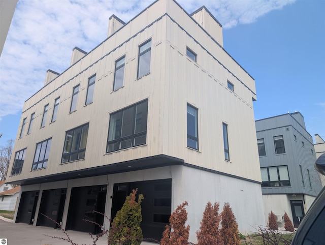view of building exterior featuring a garage
