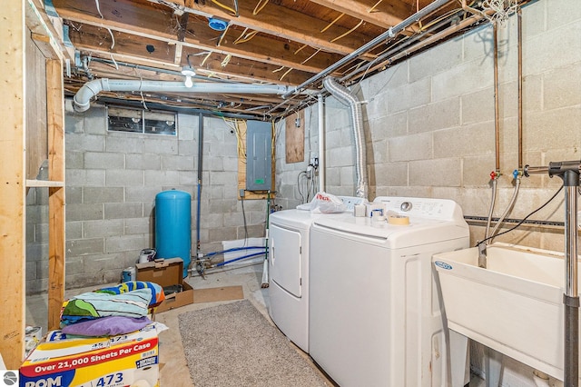 4507 Maidens Rd, Onekama, MI 49675 - washroom with independent washer and dryer and electric panel