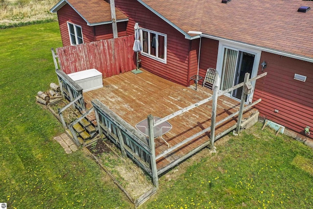 3610 S Call Rd, Lake City, MI 49651 - wooden deck featuring a lawn