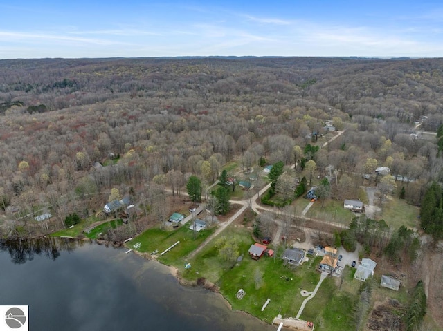 11420 Muskie Way, Ellsworth, MI 49729 - aerial view of property and surrounding area featuring a heavily wooded area and a nearby body of water