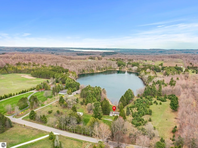 11531 S Tower Rd, Maple City, MI 49664 - aerial view of property's location featuring a nearby body of water and a forest