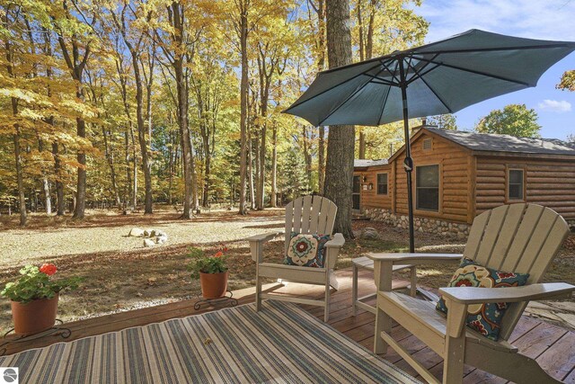 421 S Shabwasung St, Northport, MI 49670 - view of wooden terrace