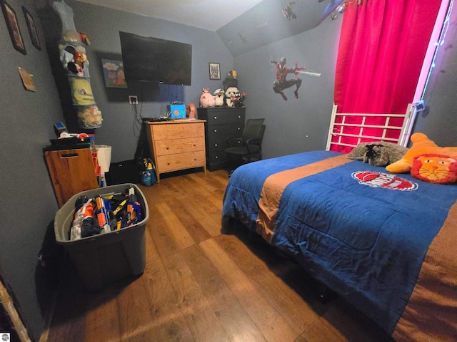 117 S Gladwin St, Lake City, MI 49651 - bedroom featuring wood finished floors and vaulted ceiling