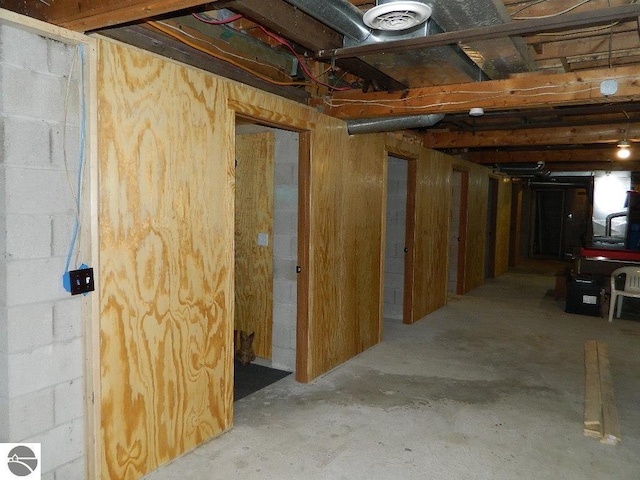 view of unfinished basement