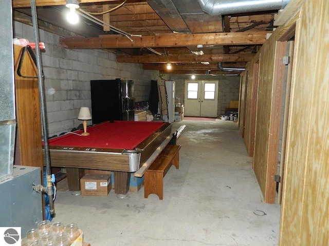 rec room featuring concrete floors and billiards