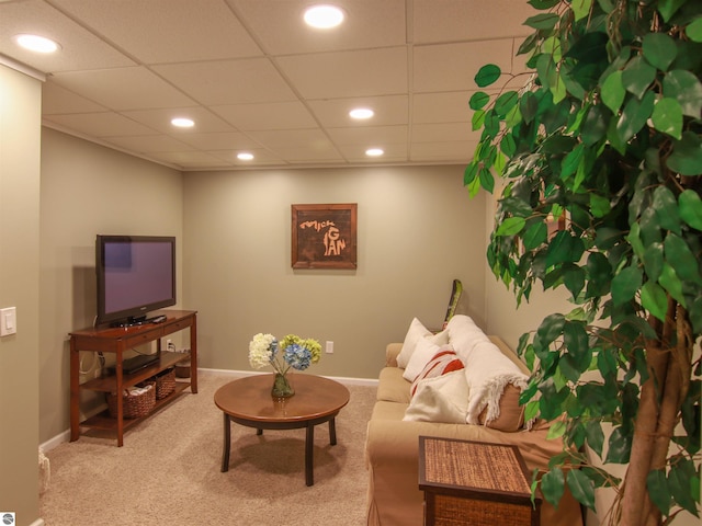 7984 Ontonagon Ct Unit 23, Thompsonville, MI 49683 - carpeted living room featuring recessed lighting, baseboards, and a paneled ceiling