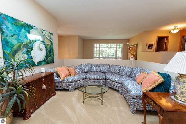 view of carpeted living area