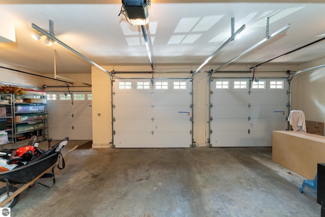 garage with a garage door opener