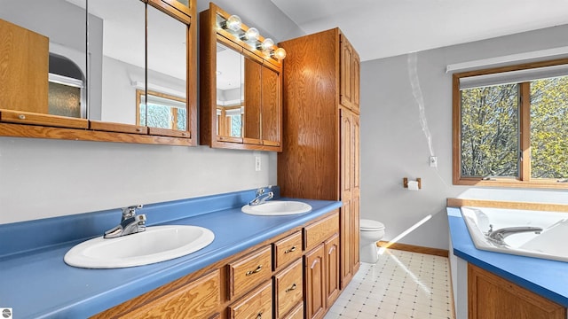 20202 50th Ave, Marion, MI 49665 - full bath with baseboards, double vanity, and toilet