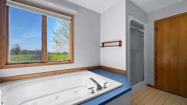 20202 50th Ave, Marion, MI 49665 - bathroom featuring plenty of natural light, a shower stall, and a jetted tub