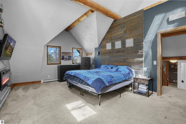 512 Indiana St, Manton, MI 49663 - bedroom featuring baseboard heating, carpet floors, and baseboards