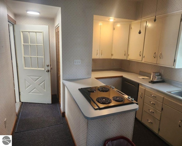 442 E Harris St, Cadillac, MI 49601 - kitchen featuring wallpapered walls, stovetop, light countertops, and dishwasher