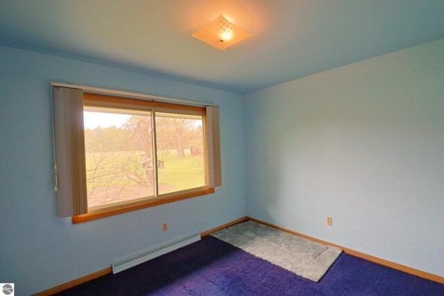 8670 E Pickard Rd, Mount Pleasant, MI 48858 - spare room with a baseboard radiator, baseboards, and carpet