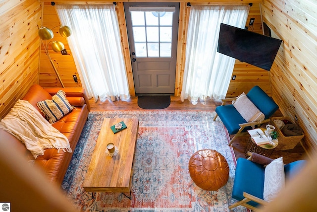 1428 Morel Ln, Grayling, MI 49738 - living room with wooden walls and wood finished floors