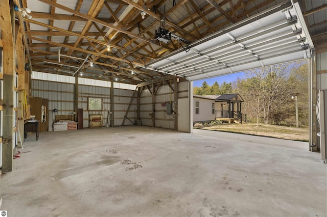 garage with a garage door opener