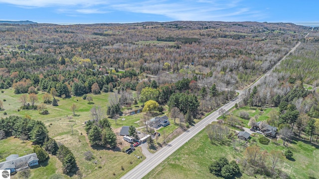 3121 Grace Rd, Frankfort, MI 49635 - aerial view of property and surrounding area with a forest