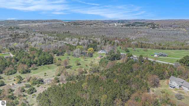 3121 Grace Rd, Frankfort, MI 49635 - aerial overview of property's location featuring a heavily wooded area
