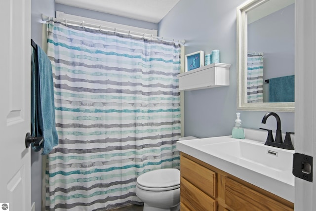 8256 Mapleleaf Dr, Traverse City, MI 49684 - bathroom with toilet, vanity, and a shower with curtain