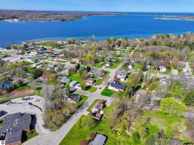 8377 Zosel St, Onekama, MI 49675 - aerial view of property's location featuring a large body of water and nearby suburban area