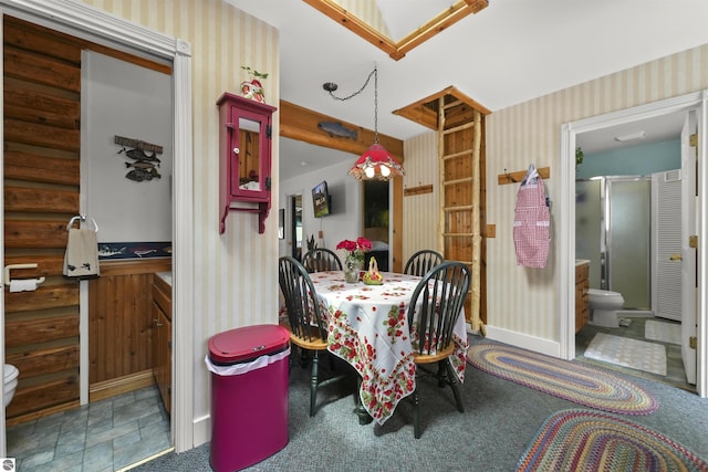 66 N Center St, Lake City, MI 49651 - dining area featuring wallpapered walls and baseboards