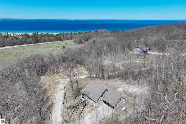 3046 E Greenwood Rd, Lake Leelanau, MI 49653 - aerial view of property and surrounding area featuring a large body of water