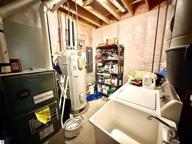 utilities featuring water heater and heating unit