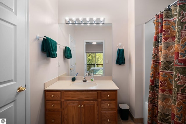 4854 Forest Trl, Bellaire, MI 49615 - full bath featuring vanity and curtained shower
