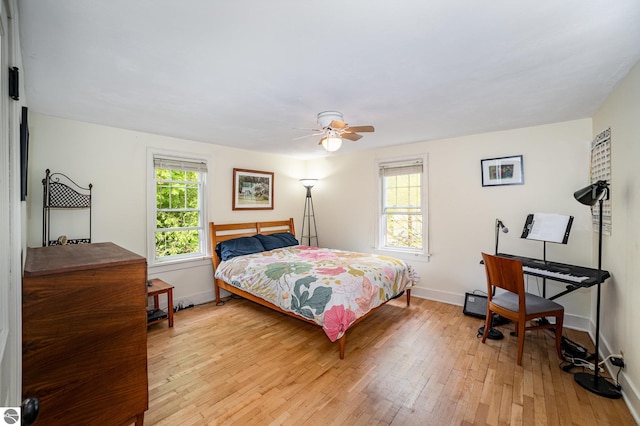 618 E Illinois St, Mount Pleasant, MI 48858 - bedroom featuring light wood-style floors, baseboards, and ceiling fan