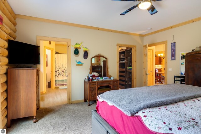 bedroom with carpet floors and ceiling fan