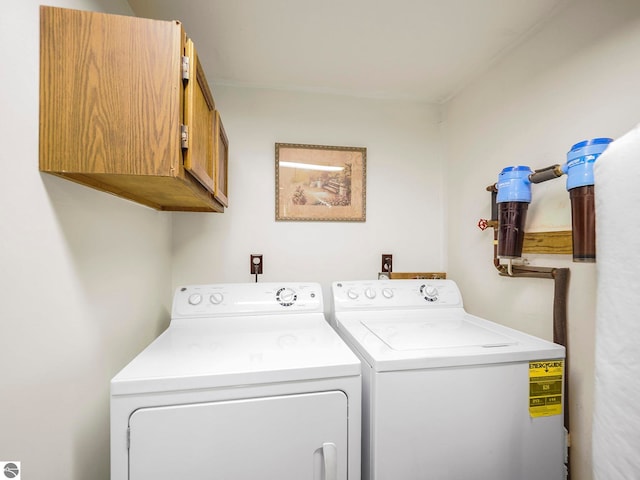 11401 Orchard Dr, Rapid City, MI 48622 - clothes washing area with cabinet space and washer and clothes dryer