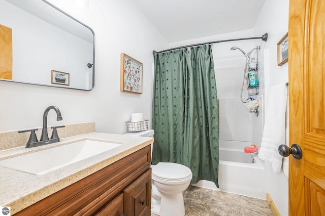 9266 Kenyon Trl, Frederic, MI 49733 - bathroom featuring shower / bath combo, toilet, and vanity