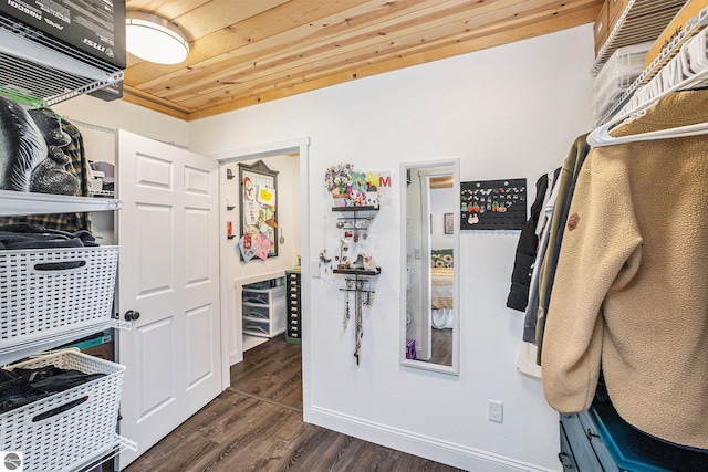 9266 Kenyon Trl, Frederic, MI 49733 - walk in closet featuring dark wood-type flooring