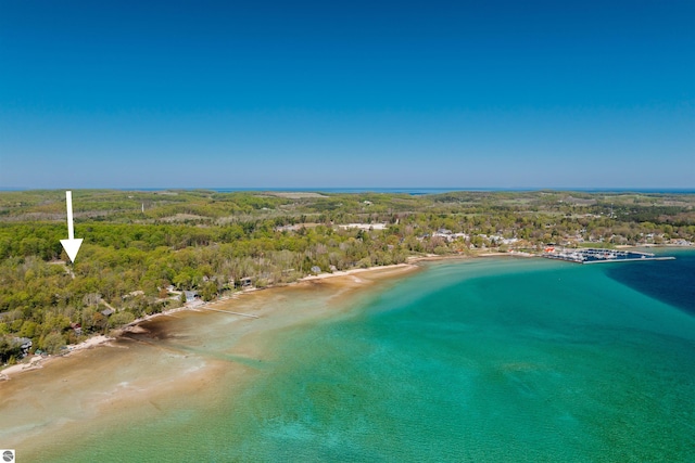 429 S Shabwasung St, Northport, MI 49670 - drone / aerial view of a nearby body of water and a forest