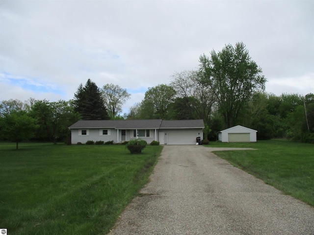 8481 N Luce Rd, Alma, MI 48801 - ranch-style house with a front yard