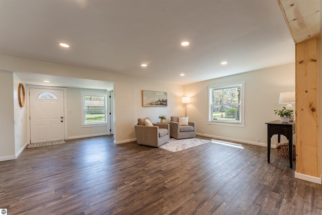 968 Barlow St, Traverse City, MI 49686 - entrance foyer with healthy amount of natural light, dark wood-style floors, baseboards, and recessed lighting