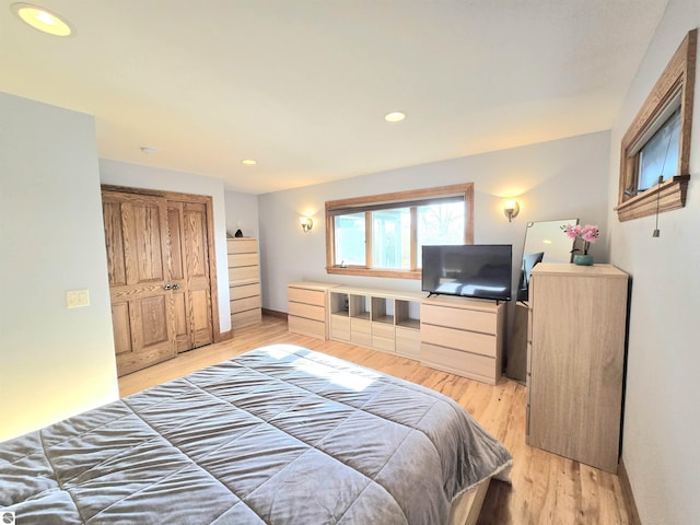 205 S Elm St, Suttons Bay, MI 49682 - bedroom featuring light wood-type flooring and recessed lighting