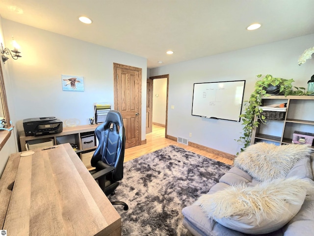 205 S Elm St, Suttons Bay, MI 49682 - office area with wood finished floors, recessed lighting, and baseboards