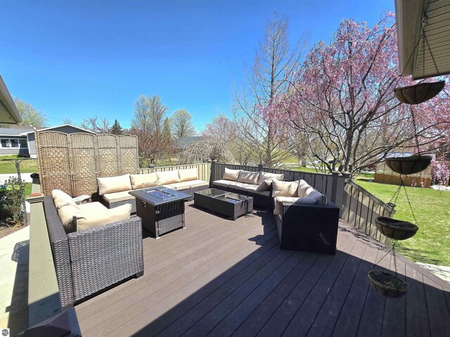 205 S Elm St, Suttons Bay, MI 49682 - deck featuring an outdoor living space