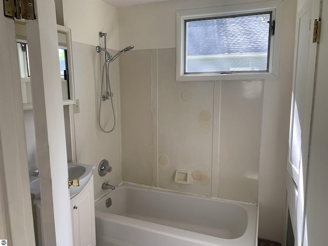 full bath featuring vanity and shower / bathtub combination