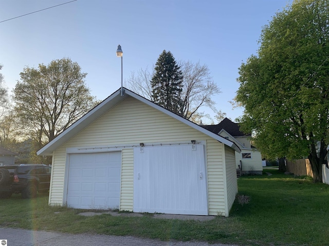 view of detached garage