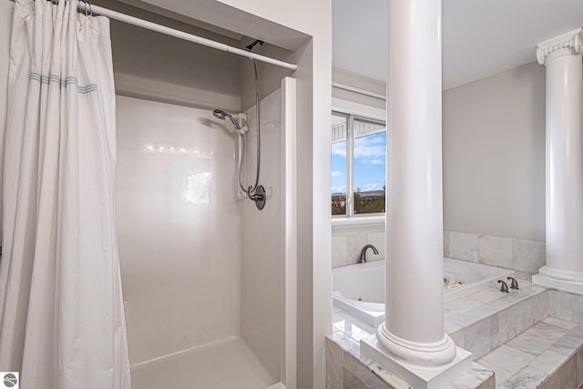 3290 Sumac Trl, Frankfort, MI 49635 - full bath with curtained shower and a tub with jets