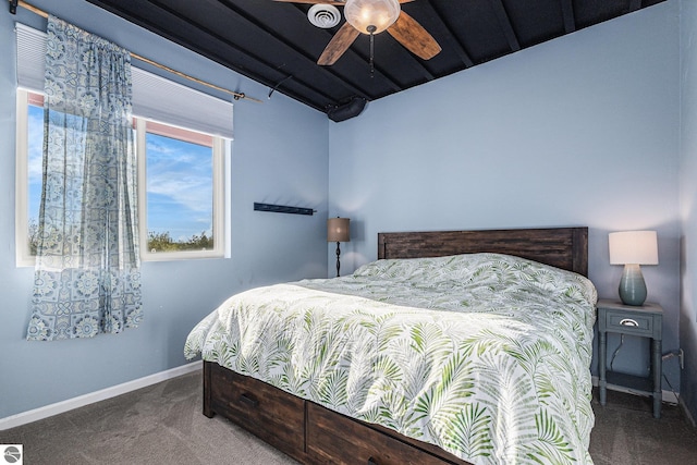 3290 Sumac Trl, Frankfort, MI 49635 - bedroom featuring carpet, baseboards, and ceiling fan