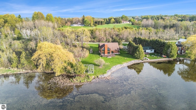 3290 Sumac Trl, Frankfort, MI 49635 - aerial view of property and surrounding area with a nearby body of water